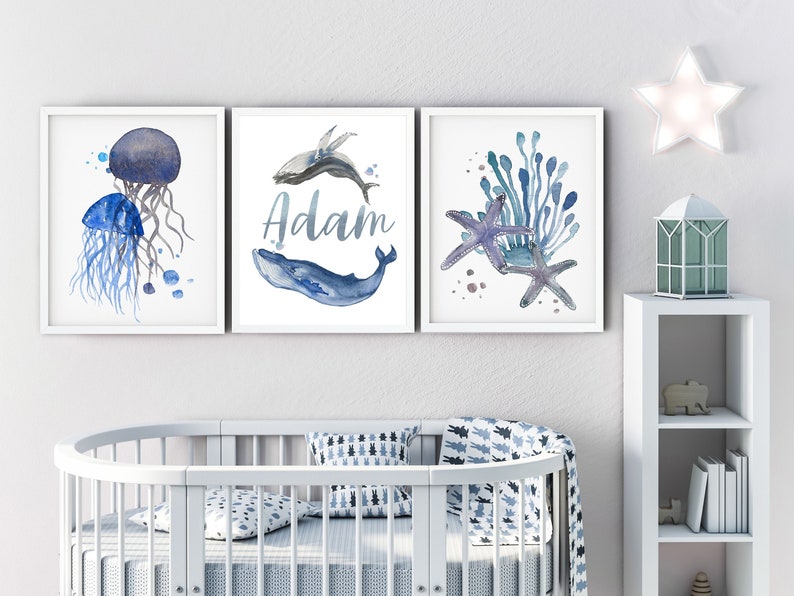 Sea Life Nursery Wall Art Baby Name Signs for Nursery Boy Etsy UK
