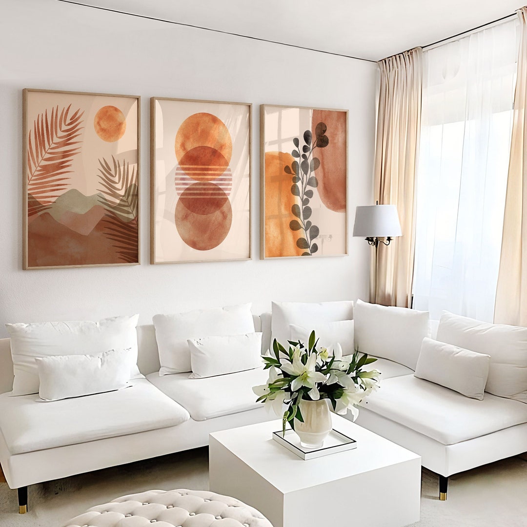 Mid Century Modern Wall Art, Boho Decor, Terracotta Wall Art