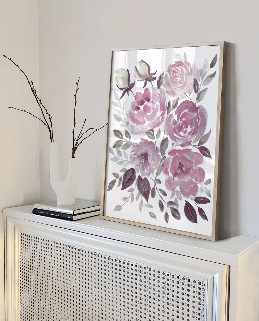 Soft Pink Floral Wall Art, Watercolour Flowers Bunch Art Print - Etsy