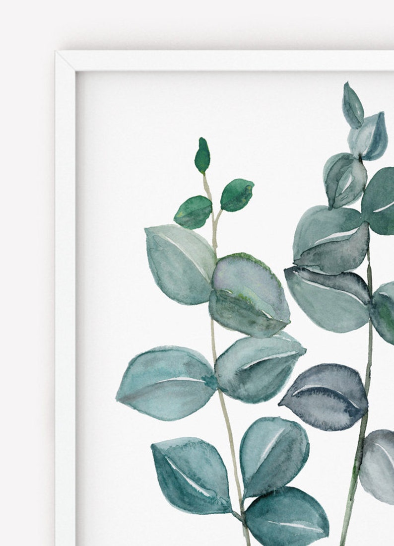 Bathroom Wall Art Eucalyptus Art Print Botanical Leaf Art Etsy