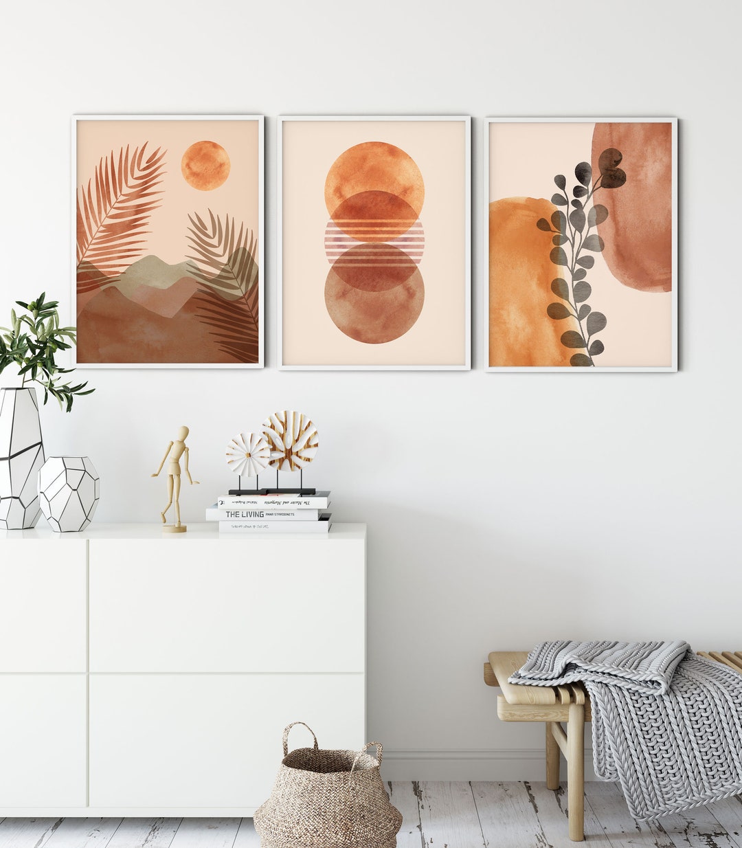 Mid Century Modern Wall Art, Boho Decor, Terracotta Wall Art ...