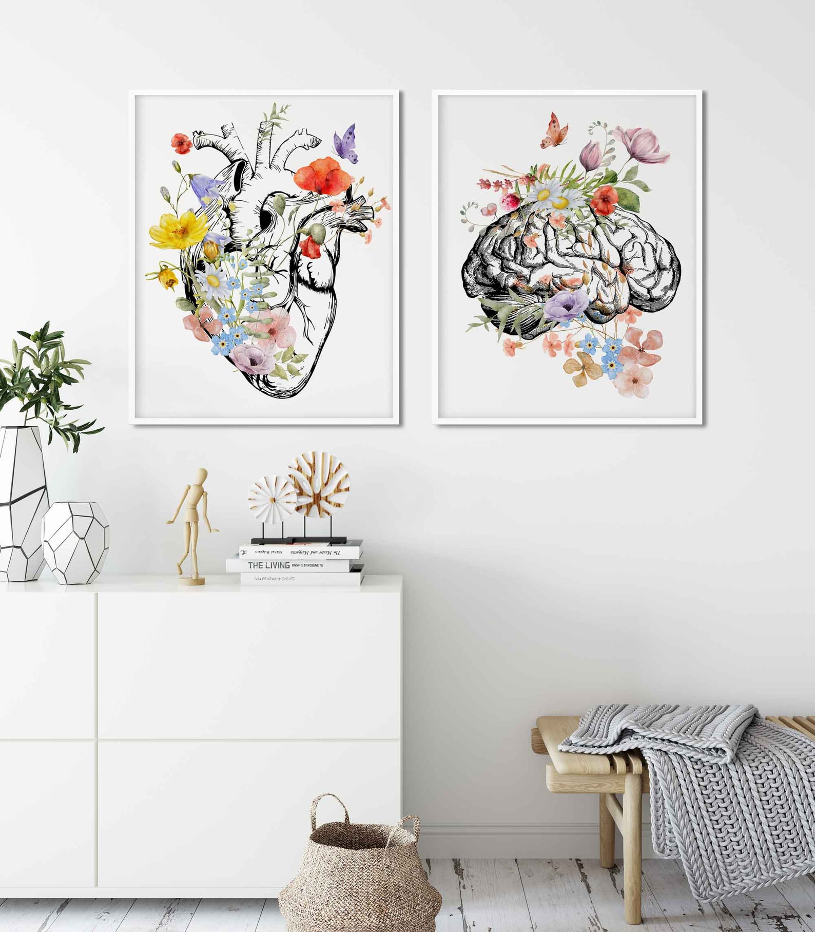 Anatomy Art Set Brain Heart Lungs Wall Art Medical Student - Etsy