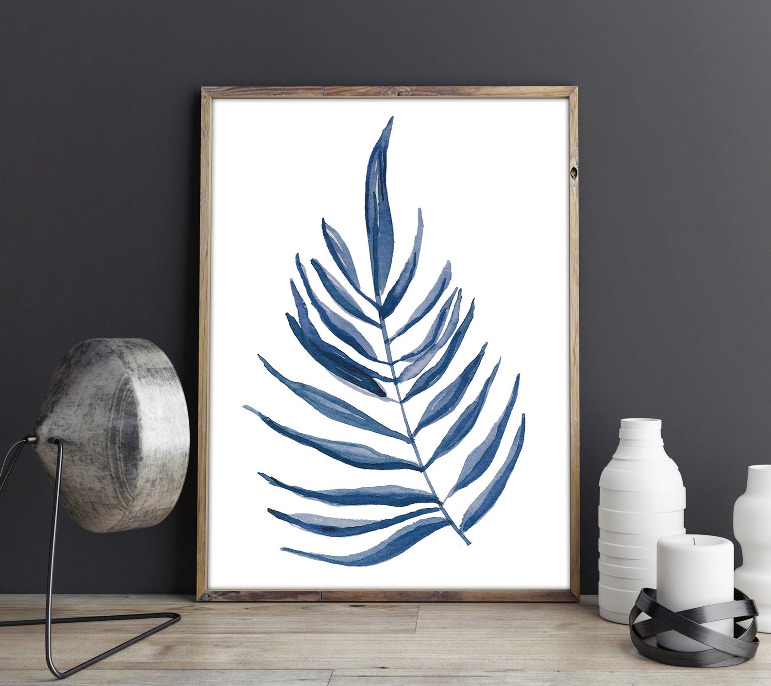 Navy Blue Wall Art Set of 3 Botanical Prints Botanical Print - Etsy