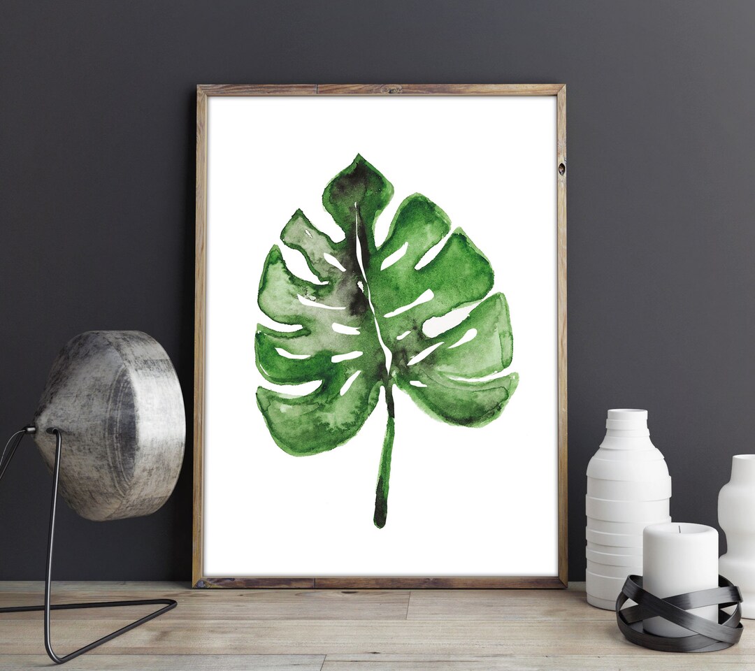 Monstera Leaf Printable Art Monstera Leaf Print Watercolor - Etsy