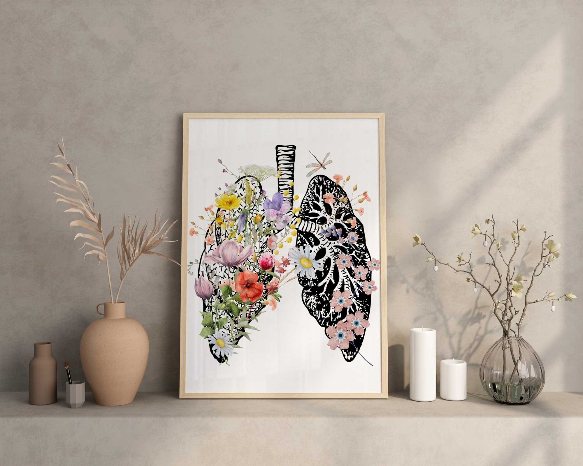 Anatomy Art Set, Brain Heart Lungs Wall Art, Medical Student Gift ...