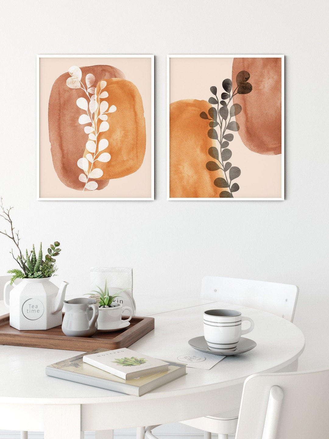 Mid Century Modern Art Print Set: Abstract Terracotta Eucalyptus - Etsy ...