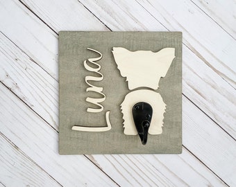 Personalized dog leash holder/Wood dog leash holder/Custom dog leash holder/Laser cut dog leash holder/Leash holder for wall