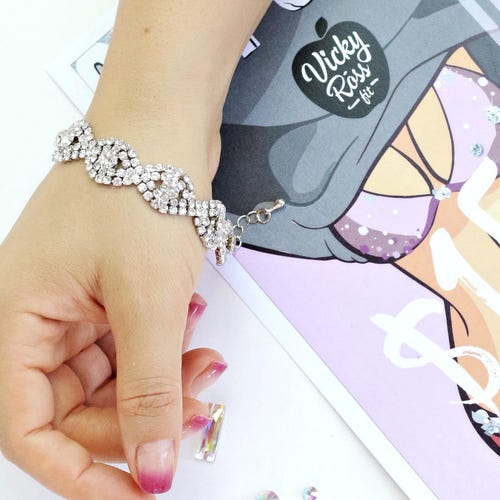Competition Bracelet for NPC IFBB WFBB Rhinestone Silver Etsy