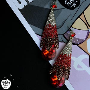 Competition Jewelry Earrings by Vicky Ross Fit | Rhinestone Siam Crystal Earrings | Bikini Figure or Physique Competition Jewelry