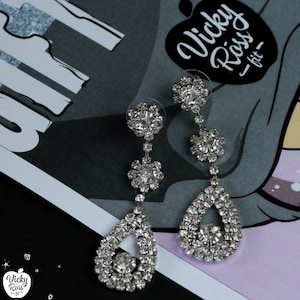 Crystal Bikini Competition Rhinestone Earrings by Vicky Ross Fit | Stage Bodybuilding Fitness Competition Jewelry | Figure  NPC IFBB WFBB