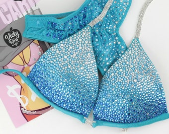 Turquoise NPC IFBB OCB Bikini | Ombre Diamond Fitness Bikinis by Vicky Ross Fit