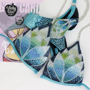 Crystal Competition Bikini Suit by Vicky Ross Fit | Lotus Designer Bodybuilding Bikini | NPC IFBB Crystal Posing Suit | Fitness Bikini Suit