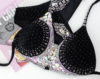 Black Figure Suit for Women by Vicky Ross Fit | Crystal Handmade Figure Suit | Signature Collection Designer Figure Bikini