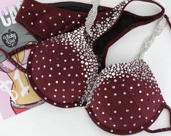 Plum Figure Competition Bikini  | Custom Figure Suits USA | Bodybuilding Competition Bikini for Women by Vicky Ross Fit | NPC IFBB Suit