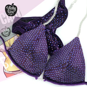 Pro Multi Color Amethyst Purple Bikini by Vicky Ross Fit | Posing Suit for Women | Designer Competition Bikini | NPC IFBB Fitness Bikini
