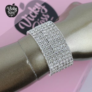 Clear Crystal Competition Bracelet by Vicki Ross Fit | NPC IFBB WFBB Fitness Bracelet | Bikini Competition Jewelry | Rhinestone Jewelry