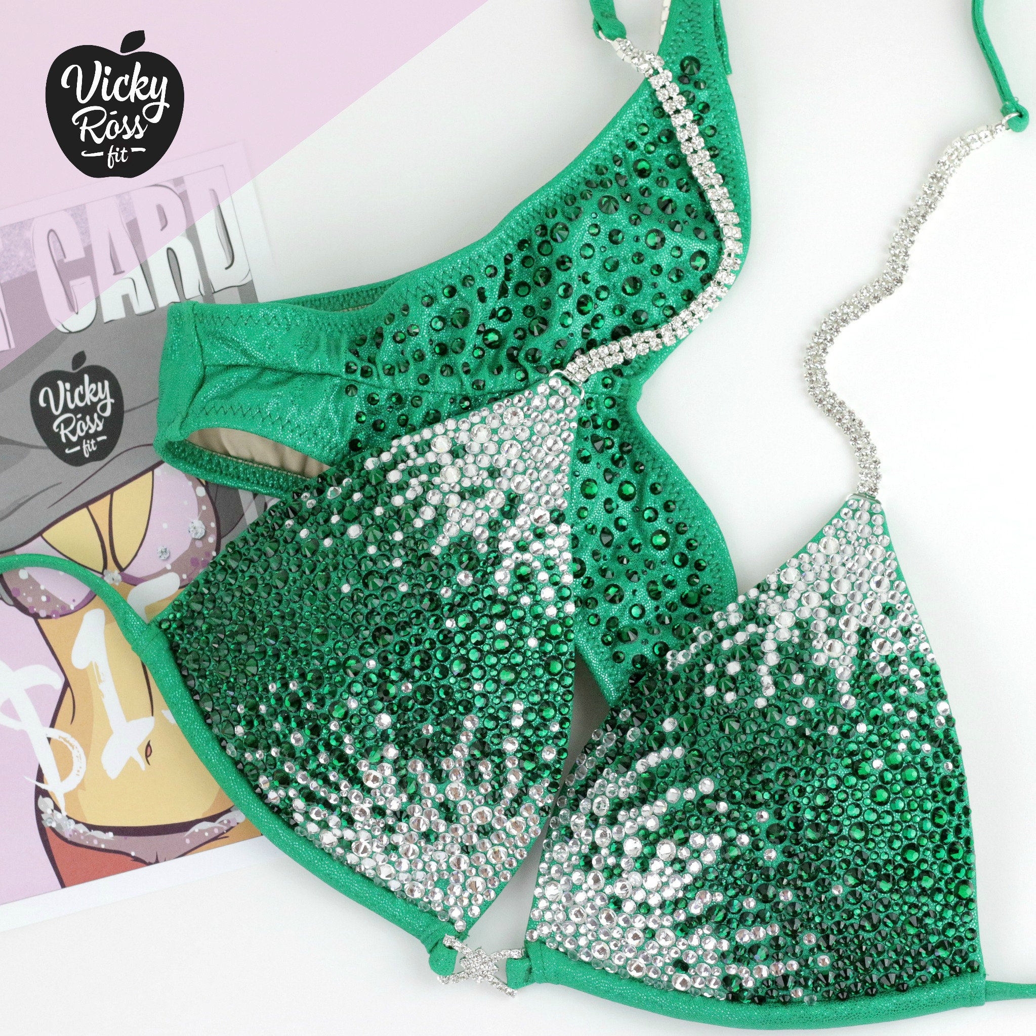 Emerald Green Star Dust Fitness Designer Competition Bikini by Porn Photo