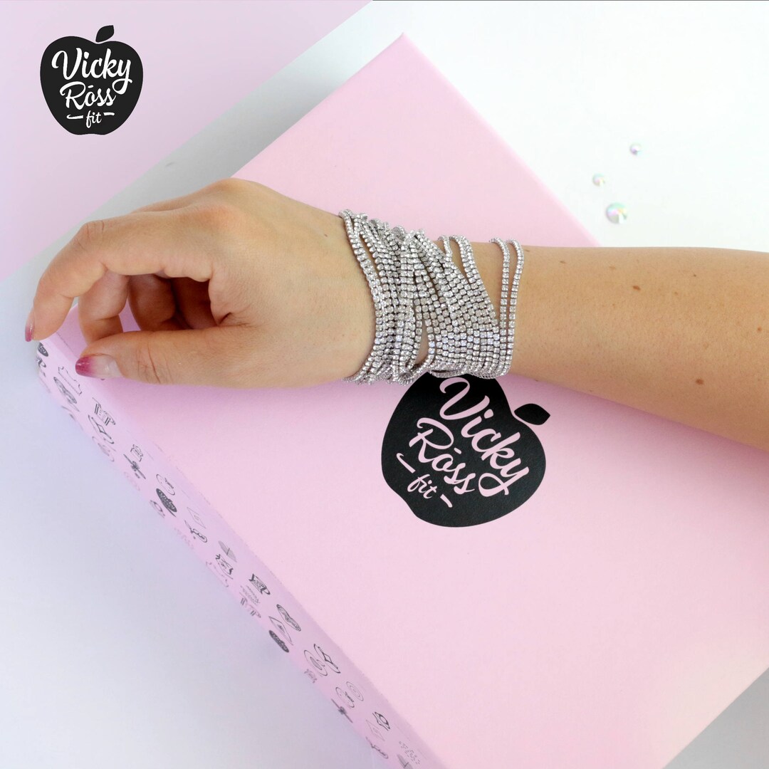 Competition Bracelet for NPC IFBB WFBB Rhinestone Silver Crystal