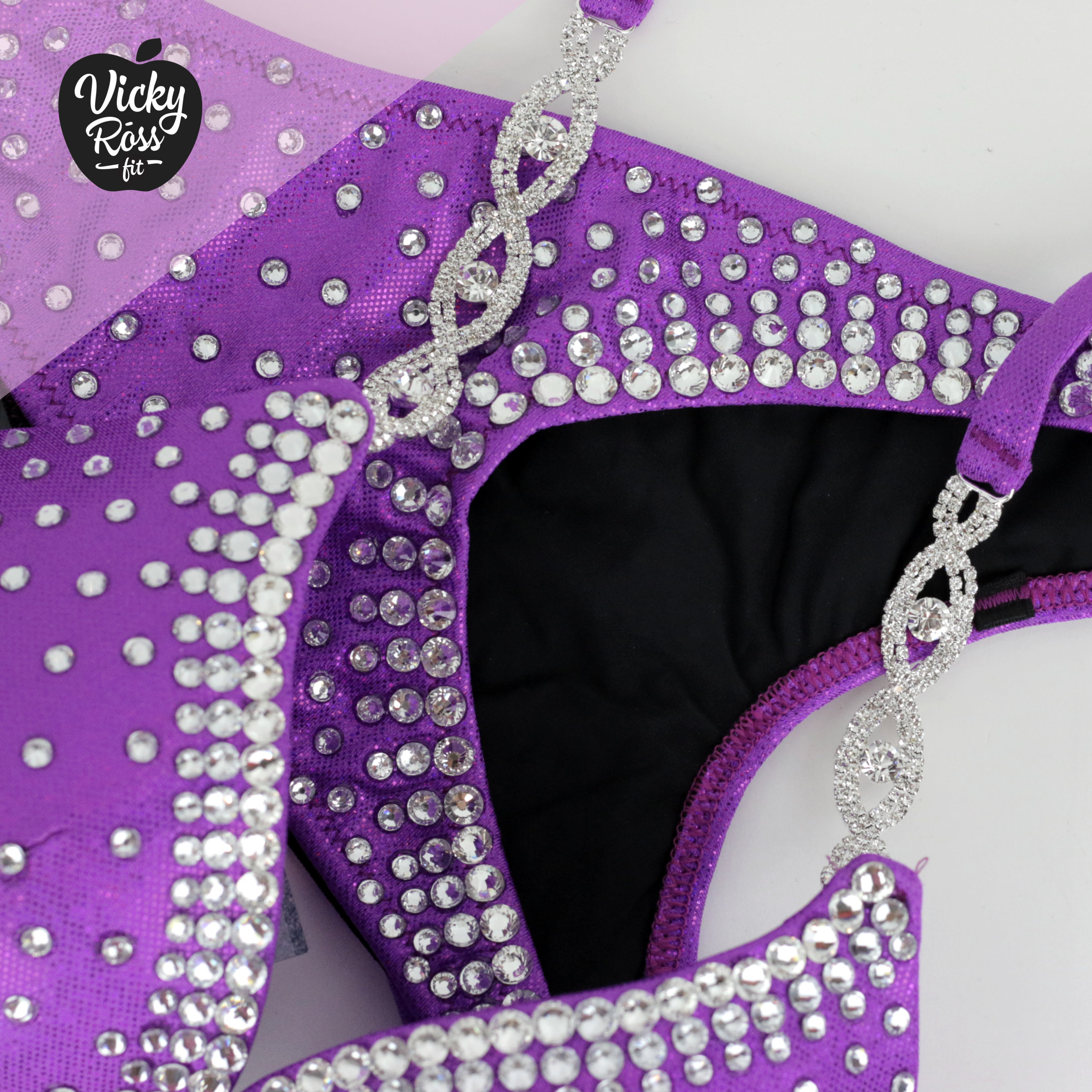 Princess Design Purple Figure Competition Suit for Women by Vickyy Ross Fit Crystal NPC IFBB Bodybuilding Suit Fitness Figure Suit