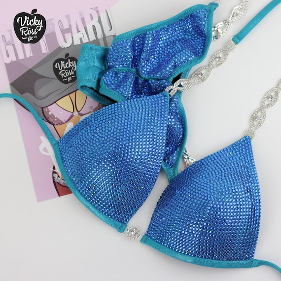 Trajes de competición de bikini turquesa de Vicky Ross Fit | Etsy México