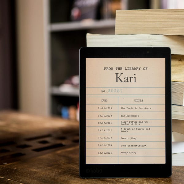 Custom Vintage Library Card style Kobo ereader screensaver, Digital Download, ereader background