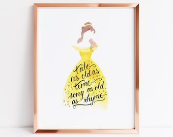 DIGITAL: Tale as old as time Beauty and the Beast quote Print | Princess Belle