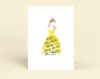 Beauty and the Beast greeting card with envelope | Blank 4.5 x 6.25"