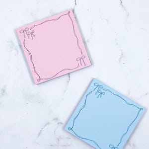 Coquette Bow Memo Pad: Handmade Pink & Blue Stationery