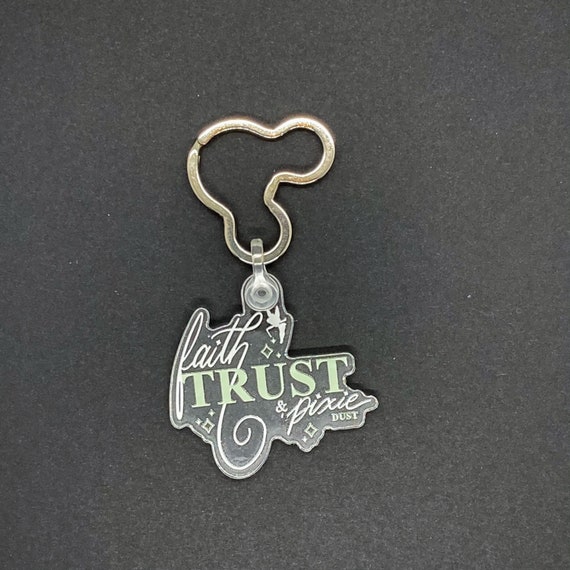Pink TINKERBELL all you need is faith trust keyring Tinkerbell gifts  Fairy gift 