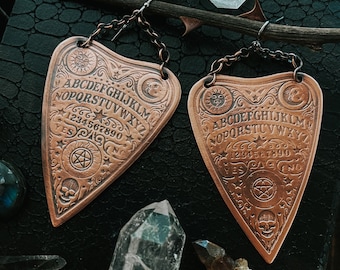 Seance Ouija Planchette Earrings Planchette Jewelry Planchette Earrings Ouija Jewelry Copper Earrings Statement Earrings