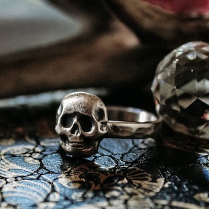 Handgemaakte sterlingzilveren schedelring Gothic sieraden schedel