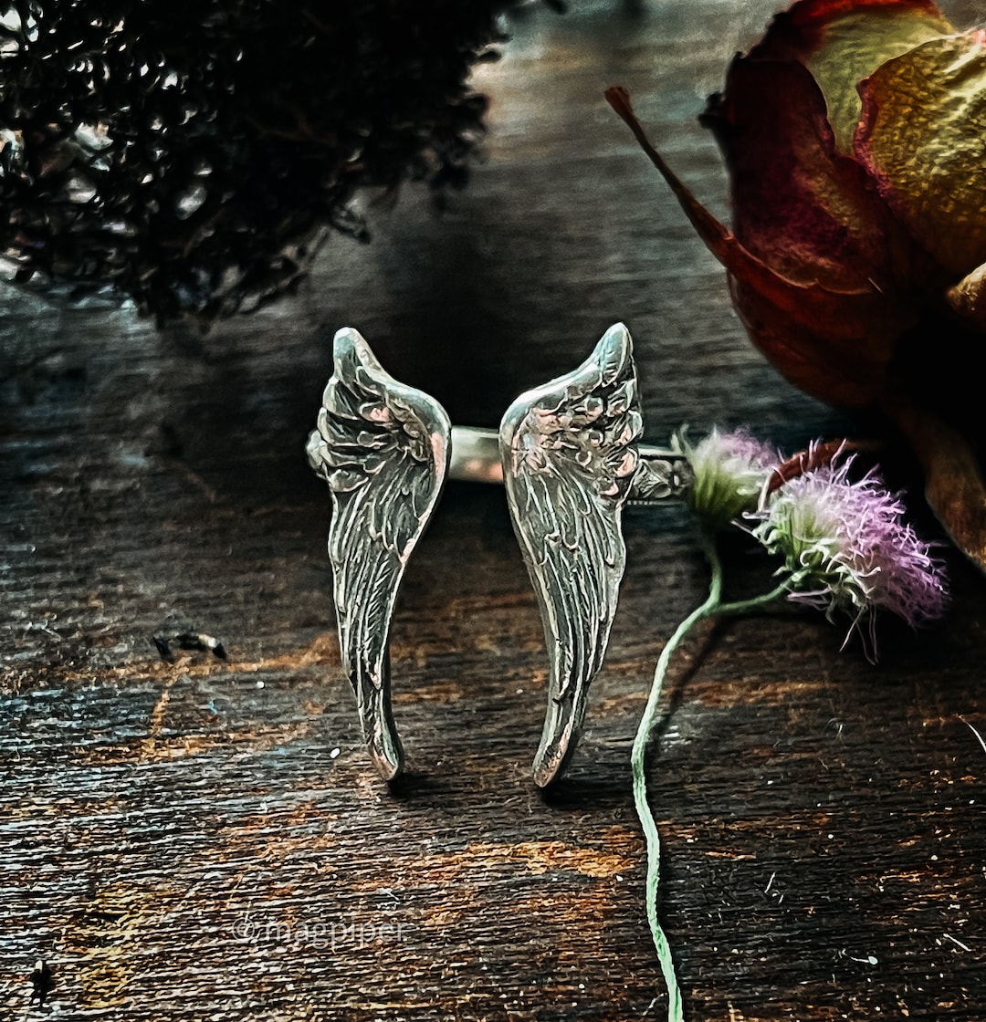 Sterling Silver Angel Wing Ring: Adjustable Memorial Jewelry - Etsy
