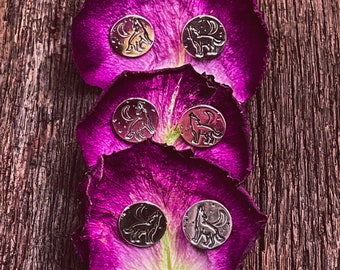 Howling Wolf Stud Earrings  Boho Moon Jewelry Moon Earrings Flower Moon Earrings