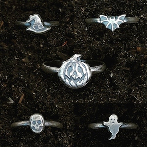 Halloween Stacking Rings Pumpkin Witch Hat, Skull, Ghost, Bat Rings