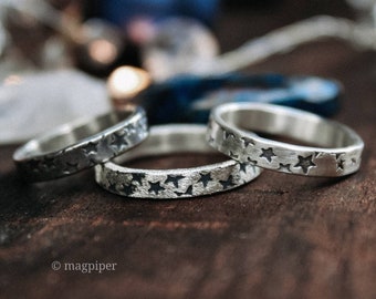 Sterling Silver Star Stacker Ring: Night Sky Band