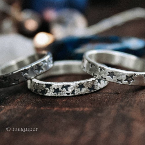 Sterling Silver Star Stacker Ring: Night Sky Band
