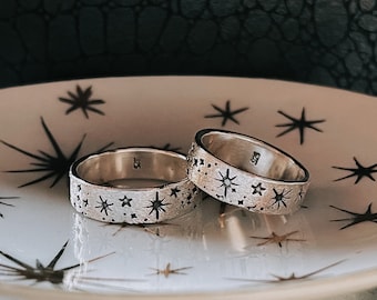 Star Fall Ring ACOTAR Inspired Wedding Bands Celestial Wedding Bands ACOTAR Jewelry