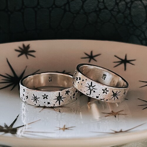 Star Fall Ring ACOTAR Inspired Wedding Bands Celestial Wedding Bands ACOTAR Jewelry