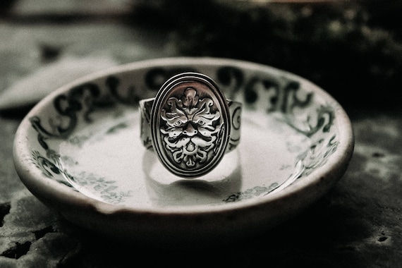 Green Man Renn Faire Ring Celtic Ring Druid Ring Green Man Ring Art Nouveau Ring