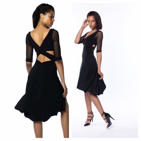 Black Tango Dress tulle sleeves | Etsy