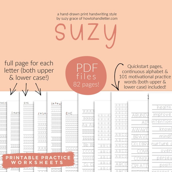 THE SUZY: Printable Handwriting Worksheets (PDF File Only) From How To Handletter | Print Everyday Handwriting Style