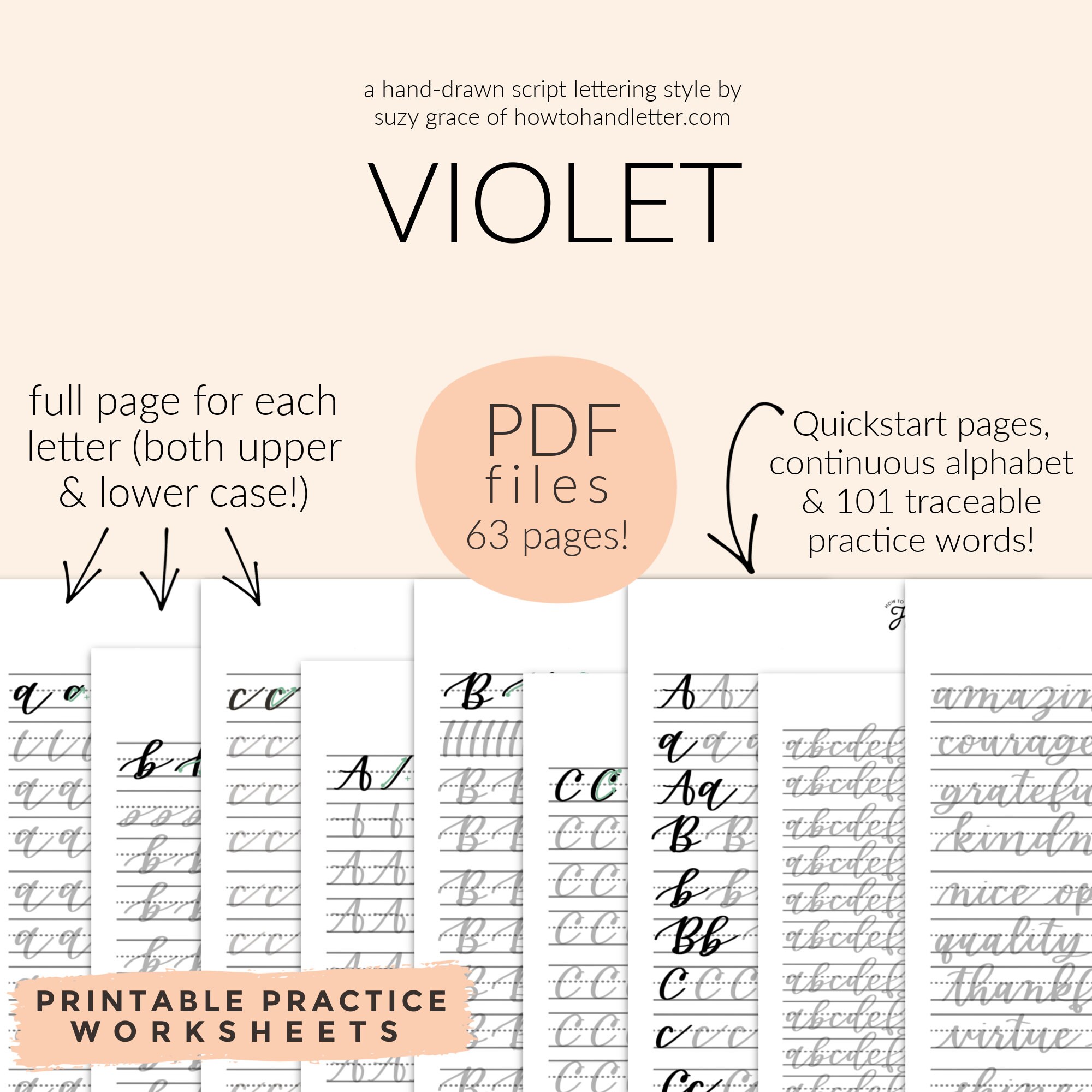 the violet printable handwriting worksheets pdf file only etsy israel