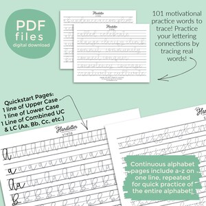 Monoline Script Handlettering Worksheets THE STELLA | Printable ...