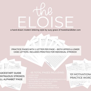 THE ELOISE: Printable Handlettering Worksheets (PDF File Only) From How To Handletter | Monoline Script Style