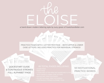 THE ELOISE: Printable Handlettering Worksheets (PDF File Only) From How To Handletter | Monoline Script Style