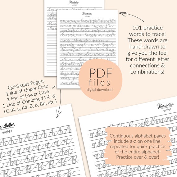 the violet printable handwriting worksheets pdf file only etsy australia