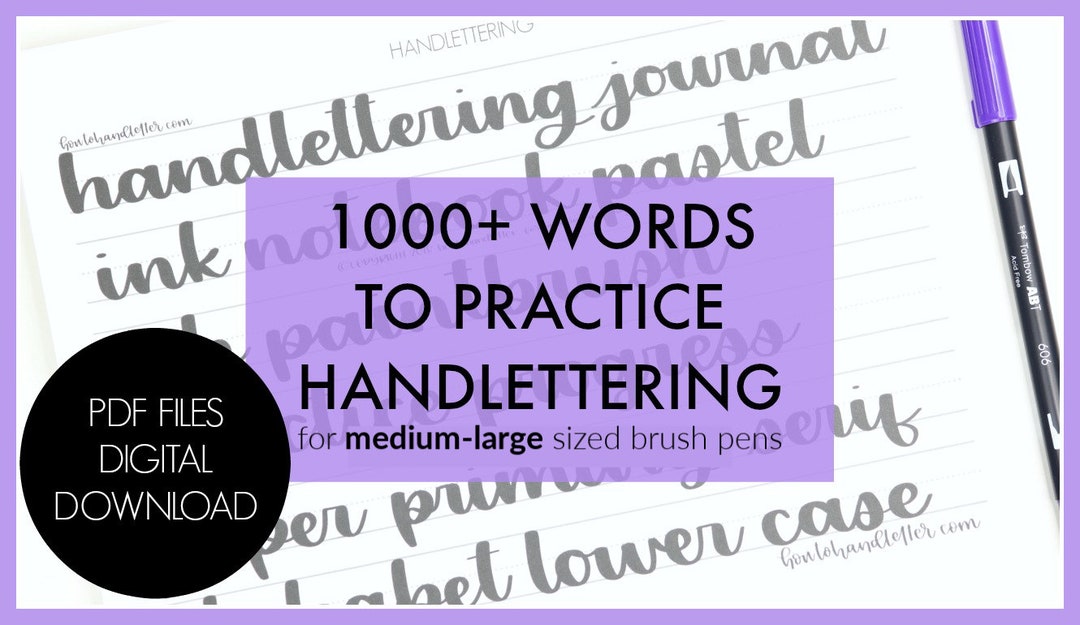 Digital Download 1000 Practice Words - Printable Lettering Practice ...