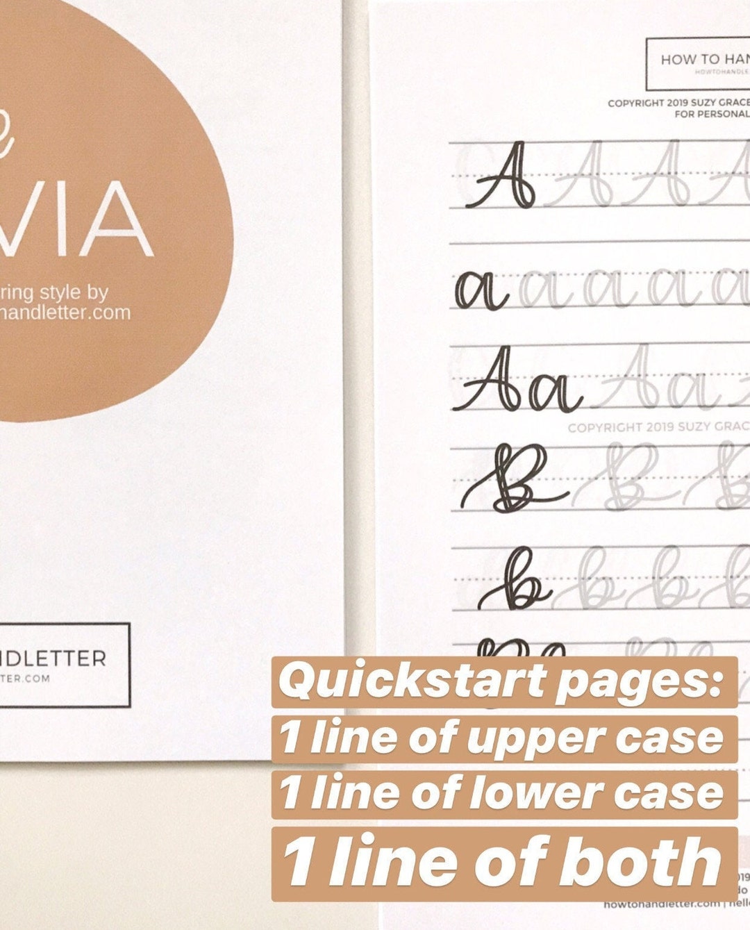 The Olivia Faux Calligraphy Printable Handlettering Worksheets (PDF ...