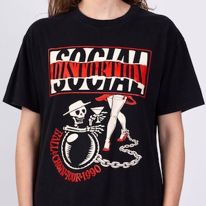 Large Vintage Social Distortion 1990 Ball & Chain Tour T Shirt Unisex | Punk Rock Music Band Concert Tee