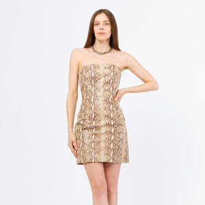 Vintage Y2K Hugo Buscati Snakeskin Leather Mini Dress - Small, Size 4 |  Strapless Cocktail Dress, Sexy 2000s Bodycon Club Dress - Etsy